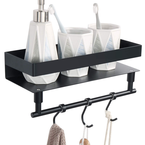 Ebern Designs LacieAnne Metal Floating Shelf with Hooks Wayfair.co.uk